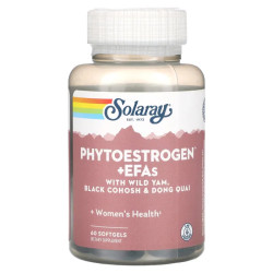 Фітоестрогени, PhytoEstrogen Solaray, з НЖК, диким ямсом, клопогоном та донг-кваєм, 60 гелевих капсул