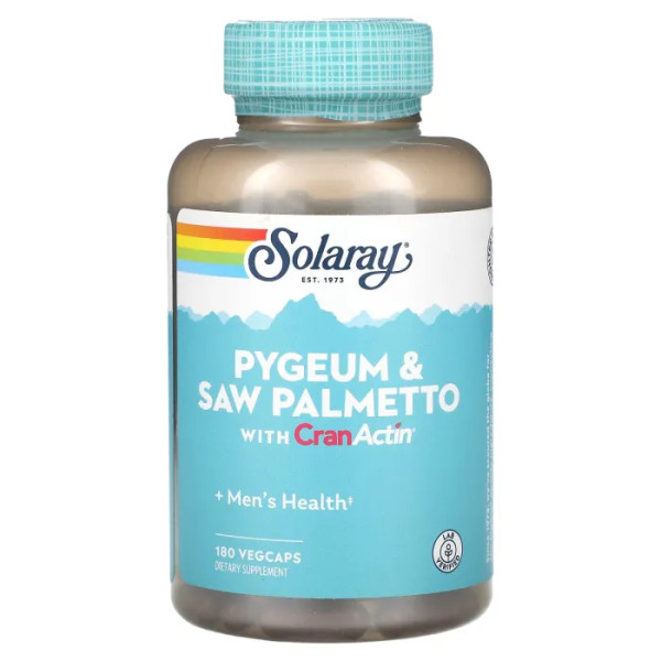 Со пальметто і піджеум з журавлиною, Pygeum & Saw Palmetto with CranActin, Solaray, 180 вегетаріанських капсул