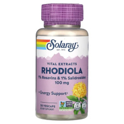 Родіола 100 мг, Solaray Vital Extracts Rhodiola, 30 вегетаріанських капсул