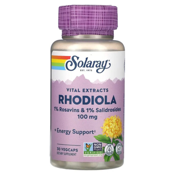Родіола, Rhodiola, Vital Extracts, Solaray, 100 мг, 30 вегетаріанських капсул