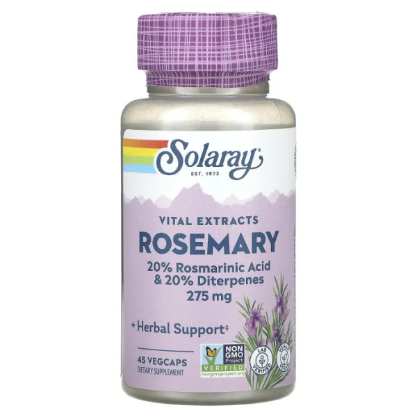 Розмарин, Rosemary, Vital Extracts, Solaray, 275 мг, 45 вегетаріанських капсул