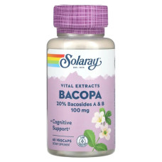 Бакопа 100 мг, Vital Extracts, Solaray Bacopa, 60 вегетаріанських капсул