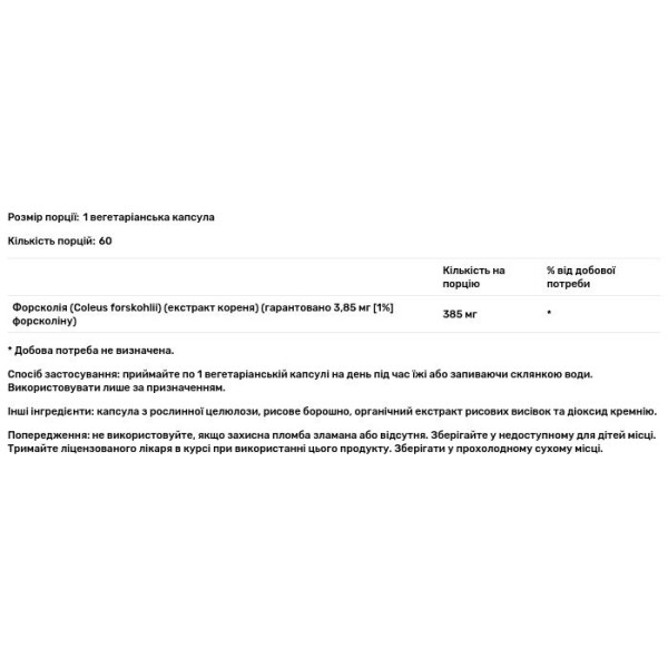 Форсколін, Forskohlii, Vital Extracts, Solaray, 385 мг, 60 вегетаріанських капсул