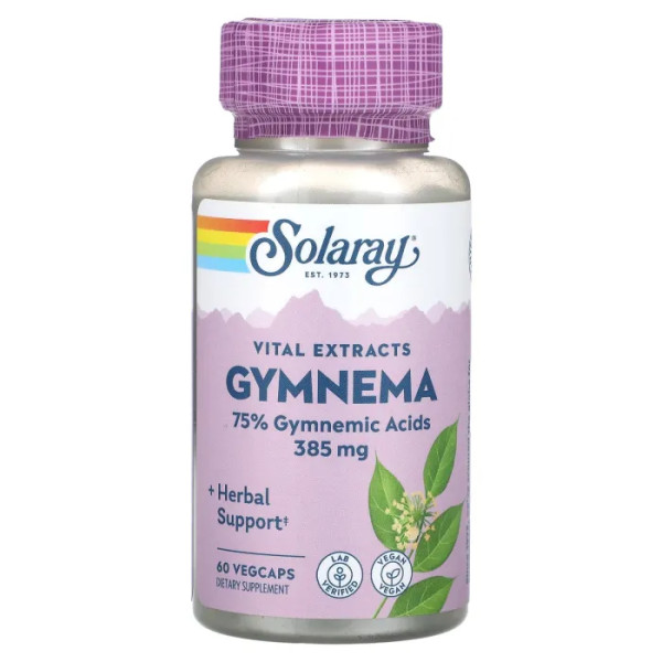 Джимнема, Gymnema, Vital Extracts, Solaray, 385 мг, 60 вегетаріанських капсул