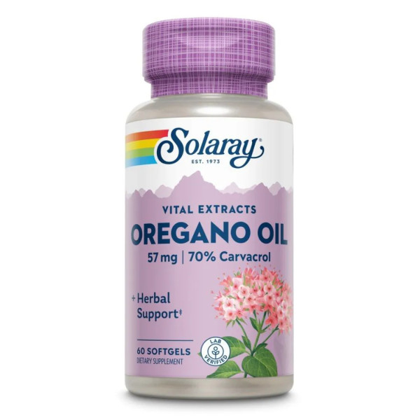 Масло орегано, 70% карвакрол, Oregano Oil, 70% Carvacrol, Solaray, 60 гелевих капсул