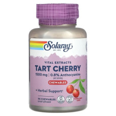 Терпкая вишня жевательные 1500 мг, Solaray Vital Extracts Tart Cherry, 90 жевательных конфет (500 мг/шт)