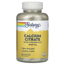 Кальций цитрат + витамин D3 250 мг, Calcium Citrate Vitamin D-3 Solaray, 180 капсул