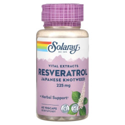 Ресвератрол 225 мг, Resveratrol Japanese Knotweed Vital Extracts Solaray, 60 вегетарианских капсул
