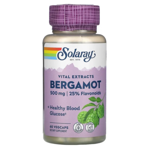 Бергамот, підтримка серцево-судинної системи, Bergamot, Cardiovascular Support, Solaray, 60 кап.