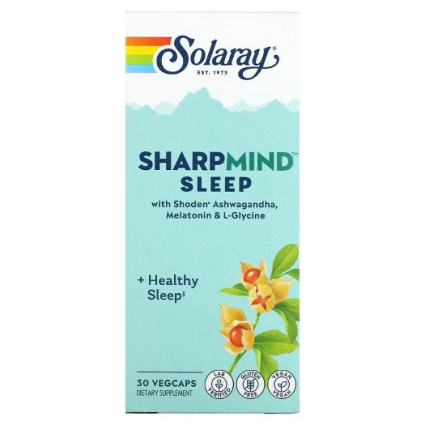 Підтримка сну, SharpMind Sleep, Solaray, 30 вегетаріанських капсул