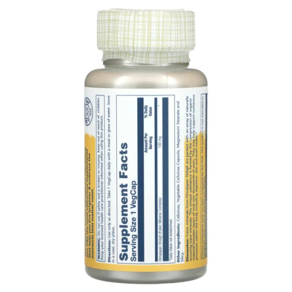 Фульвові мінерали, Fulvic Minerals, Solaray, 100 мг, 30 вегетаріанських капсул