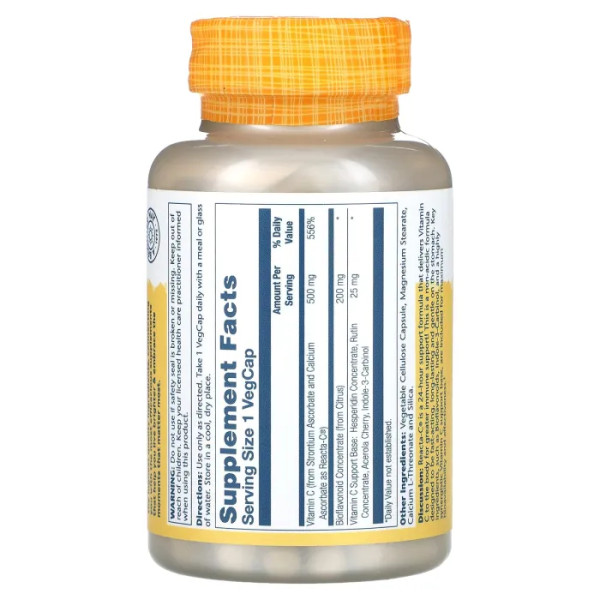 Вітамін С, Reacta-C, Solaray, 500 мг, 120 вегетаріанських капсул