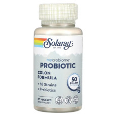 Пробіотик формула для кишечника, Solaray Mycrobiome Probiotic Colon Formula, 50 млрд КУО, 30 рослинних капсул