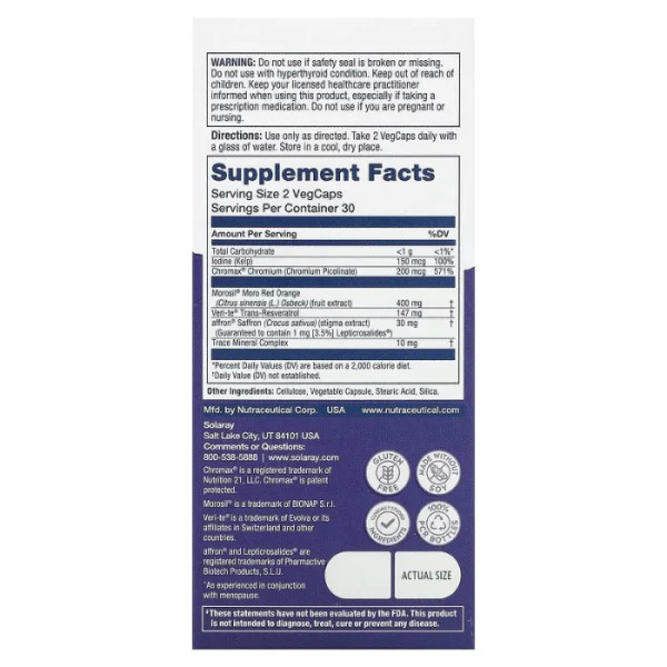 Підтримка при постменопаузі, Her Life Stages, Postmenopause, Solaray, 60 вегетаріанських капсул