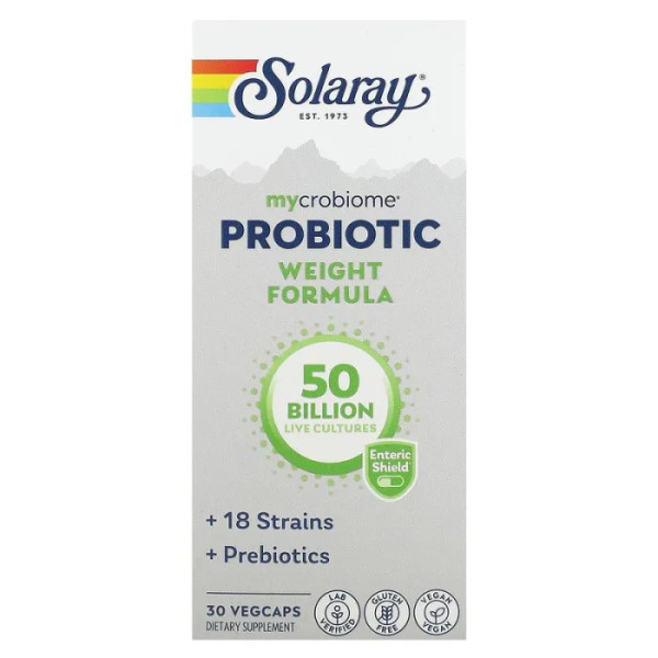 Пробіотик (вагова формула), Mycrobiome Probiotic, Solaray, 50 млрд КУО, 30 капсул