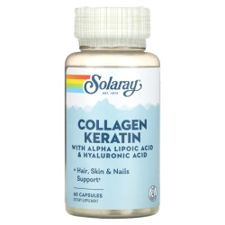 Колаген та кератин, Solaray Collagen Keratin, тип I, II, III, 60 капсул