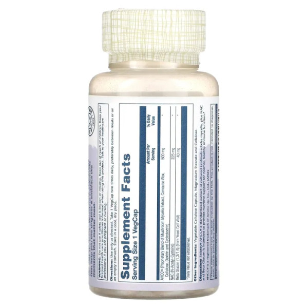 Імунна підтримка, AHCC Plus, Solaray, NAC та бета-глюкан з екстрактом грибного міцелію, 30 вегетаріанських капсул