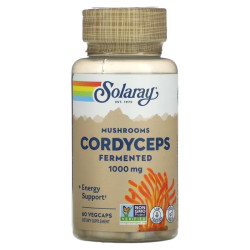 Кордицепс, ферментированный, органик, Solaray Cordyceps, 500 мг, 60 вегетарианских капсул