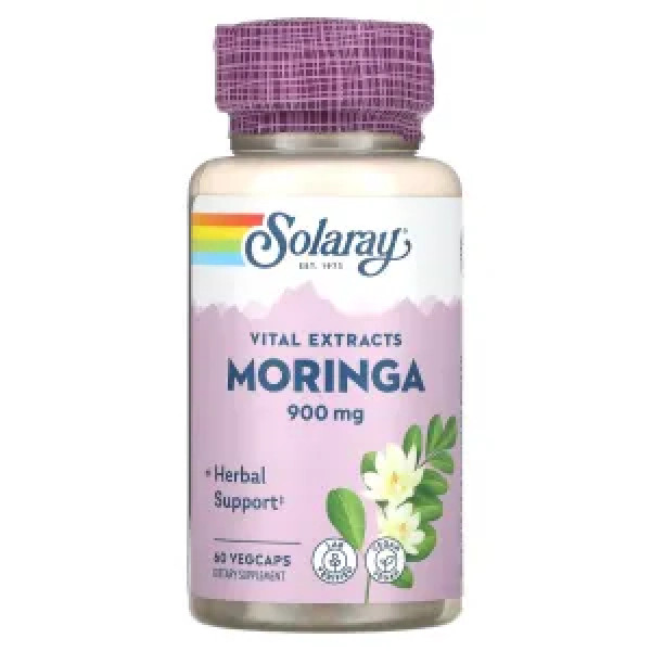 Морінга, екстракт листа, Moringa, Solaray, 900 мг, 60 рослинних капсул (450 мг у капсулі)