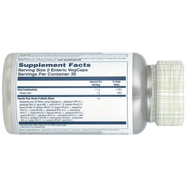 Пробіотик, Super Multidophilus 24, Solaray, 30 млрд КУО, 60 вегетаріанських капсул, покритих кишковорозчинною оболонкою (15 млрд КУО в 1 капсулі)