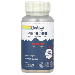 Коензим Q10 фітосома, Solaray COQ-10 Phytosome, 30 вегетаріанських капсул