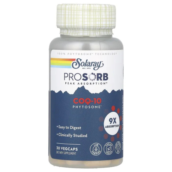 Коензим Q10, COQ-10 Phytosome, Solaray, фітосома, 30 вегетаріанських капсул