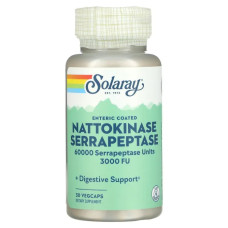Протеолітичні ферменти наттокіназу та серрапептазу, Solaray Nattokinase Serrapeptase, 30 вегетаріанських капсул