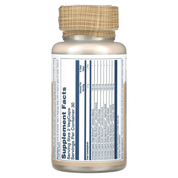 Лікувальні гриби, суміш, Mushroom Complete, Solaray, органік, ферментовані, 600 мг, 60 вегетаріанських капсул