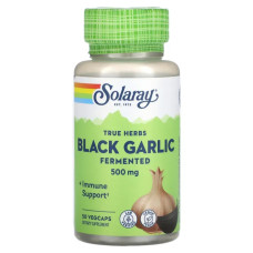 Черный чеснок 500 мг, ферментированный, Solaray True Herbs Black Garlic, 50 вегетарианских капсул