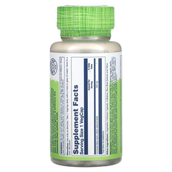 Чорний часник, Black Garlic, True Herbs, Solaray, ферментований, 500 мг, 50 вегетаріанських капсул