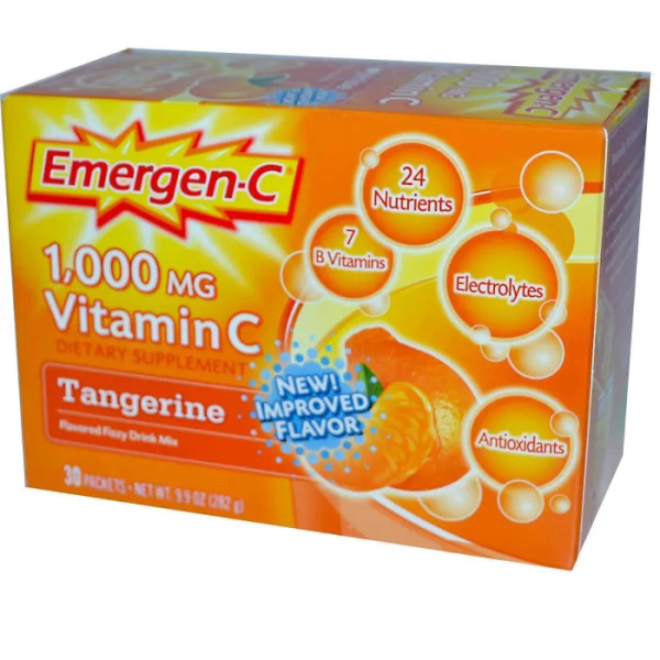 Витамин С (мандарин), Vitamin C, Emergen-C, 1000 мг, 30 пакетов по 9.4 г