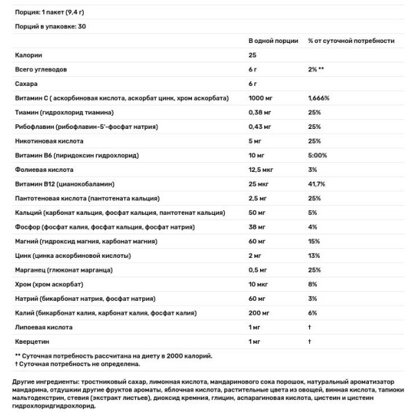 Витамин С (мандарин), Vitamin C, Emergen-C, 1000 мг, 30 пакетов по 9.4 г
