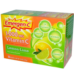 Вітамін С (мікс), Emergen-C Vitamin C, лимон/лайм, 1000 мг, 30 пакетів 9.4 г.