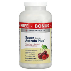 Вітамін С жувальний (ацерола), American Health Super Chewable Acerola Plus, 500 мг, 300 жувальних цукерок