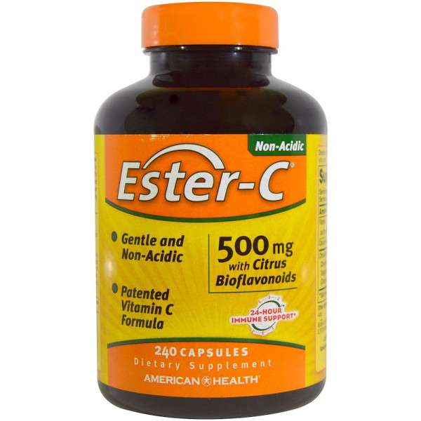 Естер С, Ester-C, American Health, з цитрусовими биофлавоноїдами, 500 мг, 240 капсул