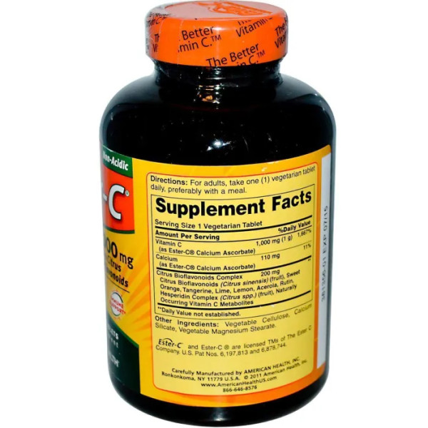 Естер С з цитрусовими биофлавоноїдами, Ester-C, American Health, 1000 мг, 180 таблеток