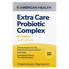 Пробіотики 80 млрд КУО, American Health Extra Care Probiotic Complex, 30 вегетаріанських капсул