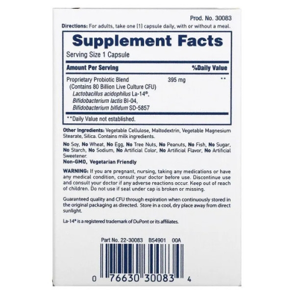 Пробіотичний комплекс, Extra Care Probiotic Complex, American Health, 80 млрд. КУО, 30 вегетаріанських капсул