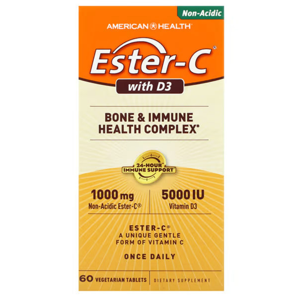 Вітамін С + D3, Ester-C with D3, American Health, для здоров'я кісток і імунної системи, 1000 мг \/ 5000 МО, 60 таблеток