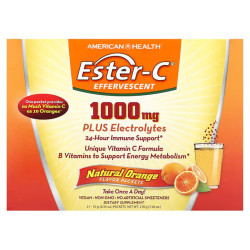 Вітамін С шипучий з апельсиновим смаком, American Health Vitamin C Effervescent, 1000 мг, 21 пакетик по 10 г
