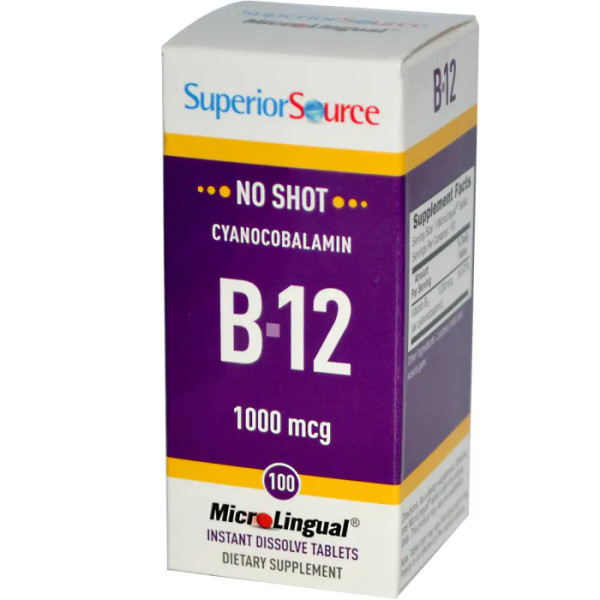 Ціанокобаламін B12, Cyanocobalamin B-12, Superior Source, 1000 мкг, 100 таблеток