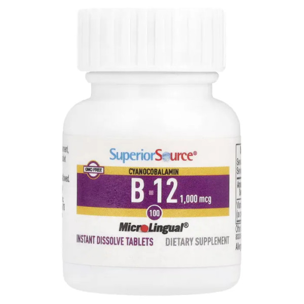 Ціанокобаламін B12, Cyanocobalamin B-12, Superior Source, 1000 мкг, 100 таблеток