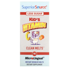 Вітамін C для дітей, Superior Source Kids Vitamin C Clean Melts, апельсин, 90 швидкорозчинних таблеток