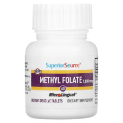 Метилфолат 1000 мкг, Superior Source Methyl Folate, 60 мікро пігулок