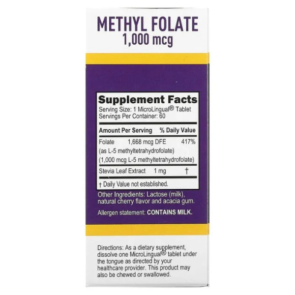 Метилфолат, Methyl Folate, Superior Source 1000 мкг, 60 мікро таблеток