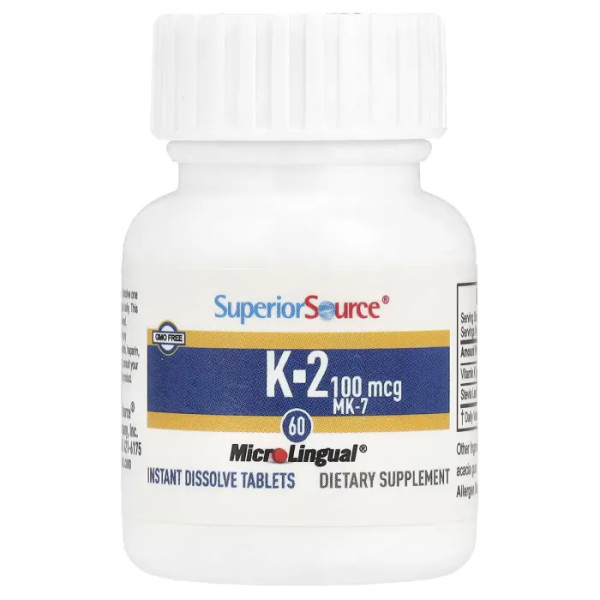 Вітамін K2, Vitamin K2, Superior Source, 100 мкг, 60 таблеток