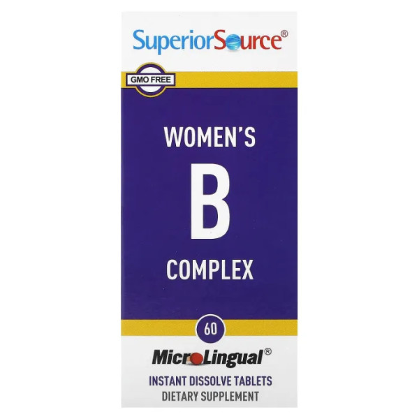 Вітаміни групи В для жінок, Women's B Complex, Superior Source, 60 мікролінгвальних швидкорозчинних таблеток