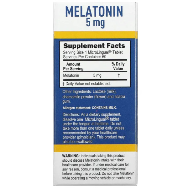 Мелатонін, Melatonin, Superior Source, 5 мг, 60 мікролінгвальних таблеток, що швидко розчиняються.