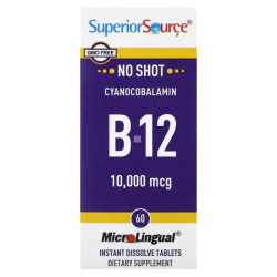 Ціанокобаламін вітамін B12 10000 мкг, Superior Source Cyanocobalamin B 12, 60 швидкорозчинних таблеток