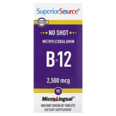 Вітамін B12 метилкобаламін 2500 мкг швидкорозчинні, Superior Source Methylcobalamin B-12, 90 таблеток